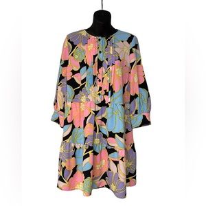 Who What Wear Floral Bishop Sleeve Retro Tiered Boho Mini Dress